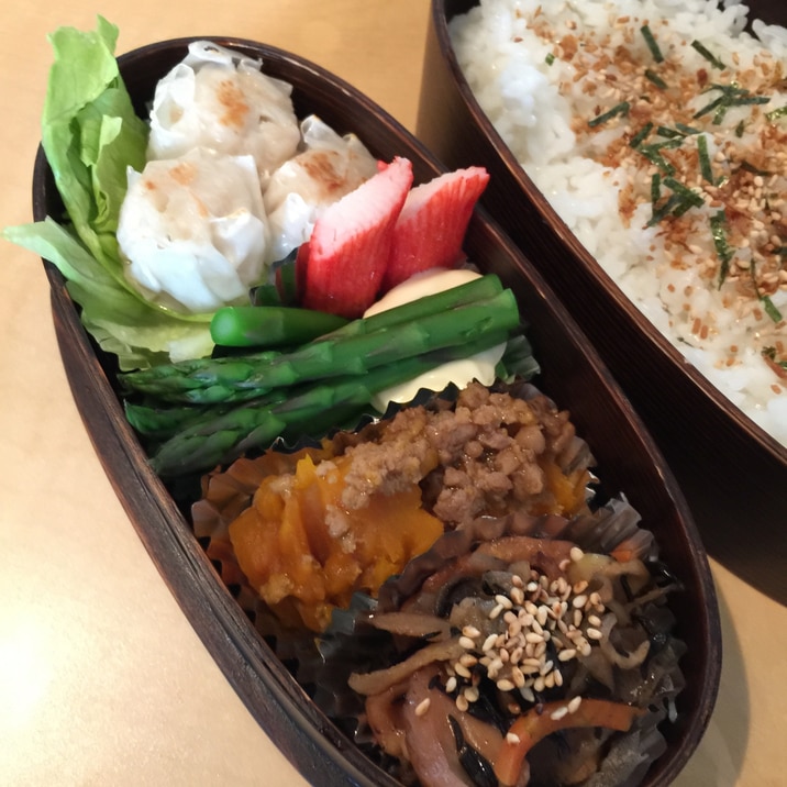 今日のパパのお弁当！かぼちゃのそぼろあん弁当